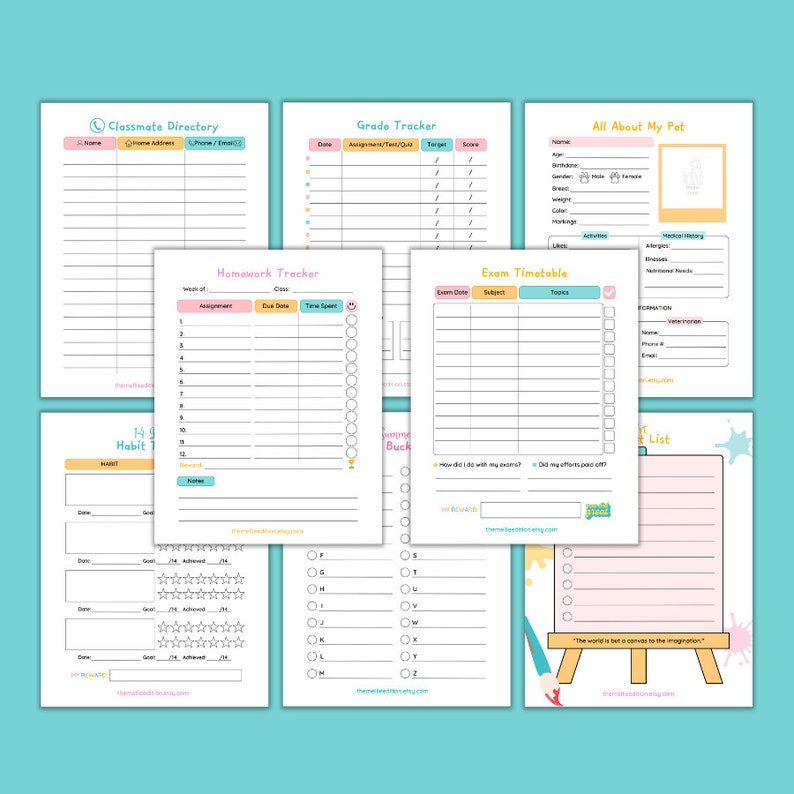 Kids Planner | Homework Checklist | Reading Logs | Weekly Planner ...