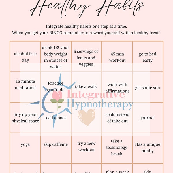 Healthy Habit Bingo | Instant Download | Printable Habit Tracker | Motivation Planner | Fun and Reusable