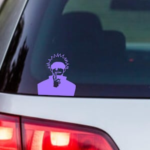 Anime Gojo Vinyl Sticker - decorative decal for cars, laptops, mirrors, mugs, water bottles, fun cartoon decor, waterproof