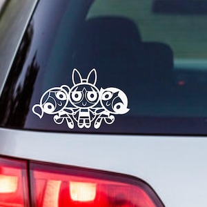 Power Puff Girls Sticker - decorative decal for cars, laptops, mirrors, mugs, water bottles, fun cartoon decor, waterproof