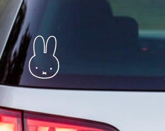 Anime Miffy Bunny Cartoon Vinyl Sticker - decorative decal for cars, laptops, mirrors, mugs, water bottles, fun cartoon decor, waterproof