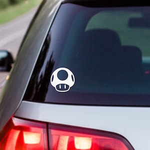 Super Mario Mushroom Vinyl Sticker - decorative decal for cars, laptops, mirrors, mugs, water bottles, fun cartoon decor, waterproof
