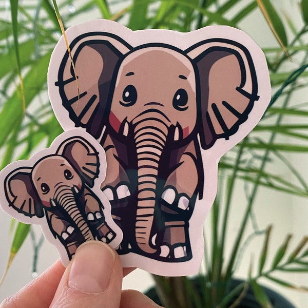 Cute Elephant Die Cut Sticker, Water bottle Sticker, Laptop sticker, Animal Sticker