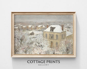 Vintage Winter Painting | Impressionist French Painting | Christmas Wall Decor | PRINTABLE Art | Digital Download