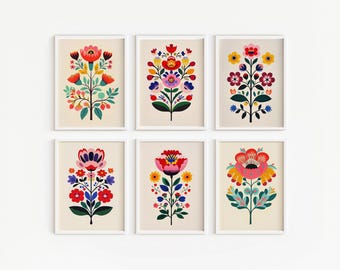Scandinavian Floral Print Set: Boho Cottagecore Gallery Wall Art (Digital Download