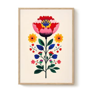 Scandinavian Floral Folk Artwork | Scandi Boho Wall Art | Modern Cottagecore | Scandinavian Style Gallery Wall Set | DIGITAL DOWNLOAD