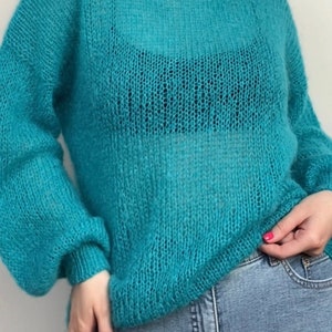 Airy Mohair Sweater, Hand Knit Pullover, Oversized Knit Sweater in Mohair, Loose Fit, Womens Knitted Blouse, Chunky sweater, Bridal sweater