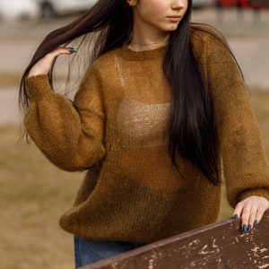 Airy Mohair Sweater, Hand Knit Pullover, Oversized Knit Sweater in Mohair, Loose Fit, Womens Knitted Blouse, Chunky sweater, Bridal sweater