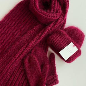 Knitted set, Hat scarf set, Mohair hat, Fluffy hat, Luxury scarf, Mohair scarf, Knit hat, Handmade mittens, Fluffy beanie, Knit beanie