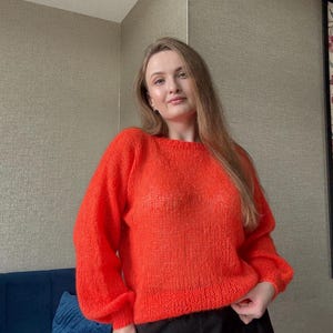 Airy Mohair Sweater, Hand Knit Pullover, Oversized Knit Sweater in Mohair, Loose Fit, Womens Knitted Blouse, Chunky sweater, Bridal sweater