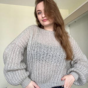 Airy Mohair Sweater, Hand Knit Pullover, Oversized Knit Sweater in Mohair, Loose Fit, Womens Knitted Blouse, Chunky sweater, Bridal sweater