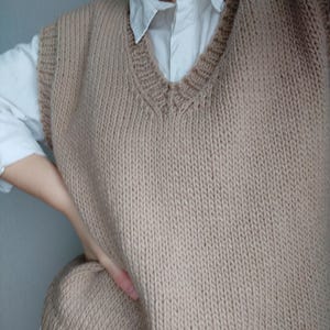 Knitted vest, Hand Knit Vest, Relaxed Wide Fit, Wool knit vest women, Knitted sweater vest, Handmade vest, Sleeveless sweater