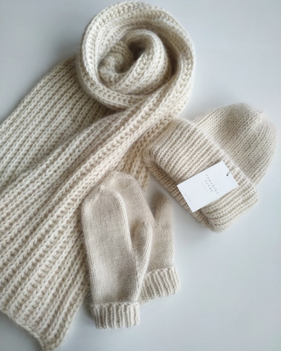 Bebe Angora Beanie and Gloves Set Hats, Scarfs & Headbands - Angora Hat - Beige main image 2