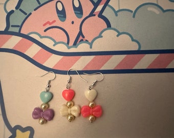 Ribbons and hearts earrings