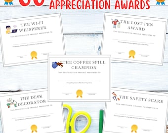 60 Hilarious Printable Employee Recognition Certificates: Editable Canva Template for Staff Appreciation