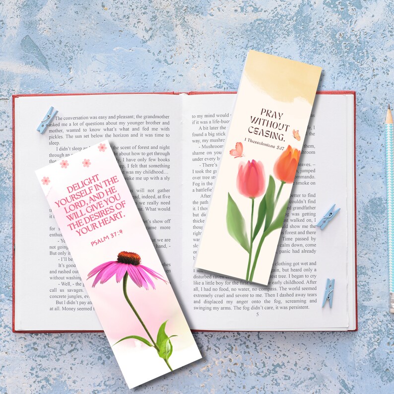 Floral Christian Bookmarks: Printable Bible Verse Cards for Journaling ...