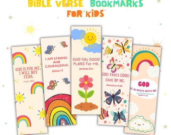 Bible Verse Bookmarks for Kids, 5 Printable Vacation Bible Bookmarks, Digital Download Bible Journaling and Sunday School Crafts