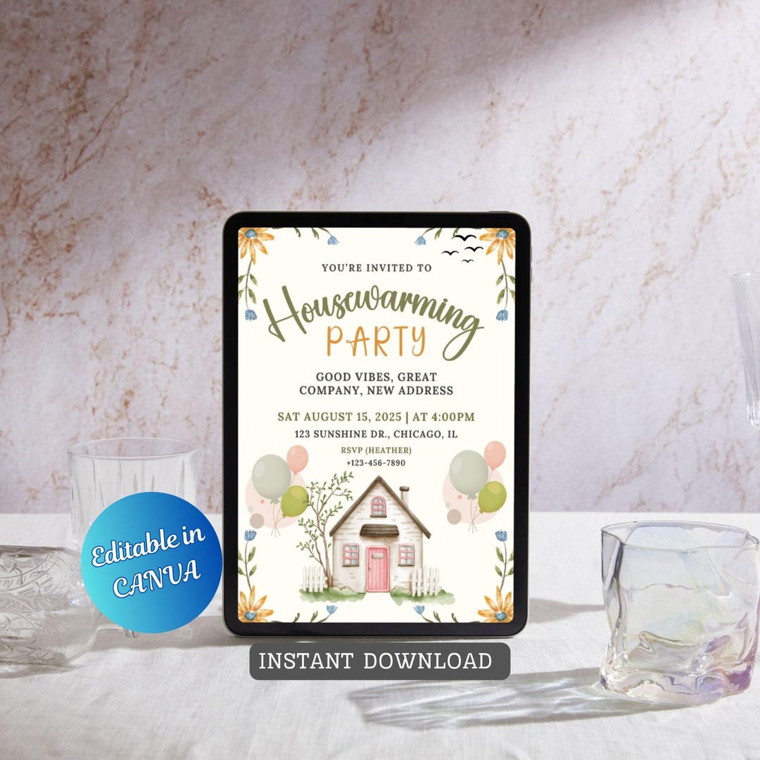 Modern Editable Housewarming Party Invitation Template - Digital ...