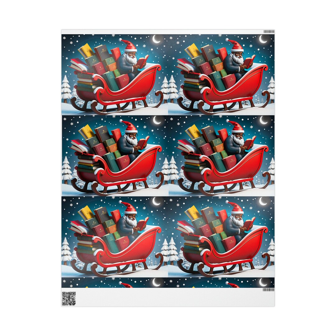 Santa Ramp Paper Black Santa Wrapping Papers - Etsy