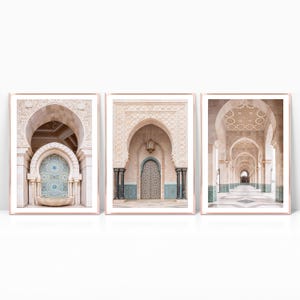 Ensemble de 3 photos de porte marocaines sur impression ou toile, affiche islamique, décoration marocaine, art arabe, art mural ornemental neutre