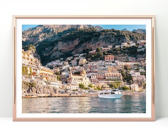 Amalfi Coast Positano beach photo on paper print or canvas, Mediterranean coastal poster, European beach decor, Positano ocean photography