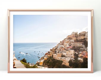 Amalfi Coast Positano beach photo on paper print or canvas, Mediterranean coastal poster, European beach decor, Positano Italy photography