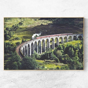 Glenfinnan-Viadukt Foto auf Leinwand oder Druck, Moderne Bauernhaus Dekoration, Schottisches Hochland, Schottland Poster, Weltweiter Versand