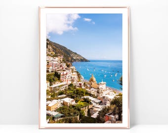 Amalfi Coast Positano beach photo on paper print or canvas, Mediterranean coastal poster, European beach decor, Positano Italy photography