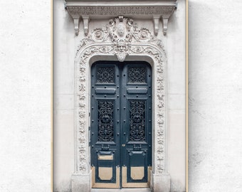 Foto av Parisdörr på canvas, fransk arkitekturdekor, inramad canvas med utsikt över Paris stadsbild, dekorativ väggkonst, leverans över hela världen
