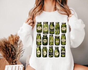 Vintage Canned Pickles Sweatshirt,Pickle Lovers Sweater,Canning Season Sweatshirt, Homemade Pickles Sweater, Pickle Jar Crewneck Sweatshirt