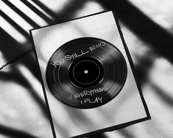 Grunge Vinyl Record Art Print, Music Lover Gift (Digital Download)