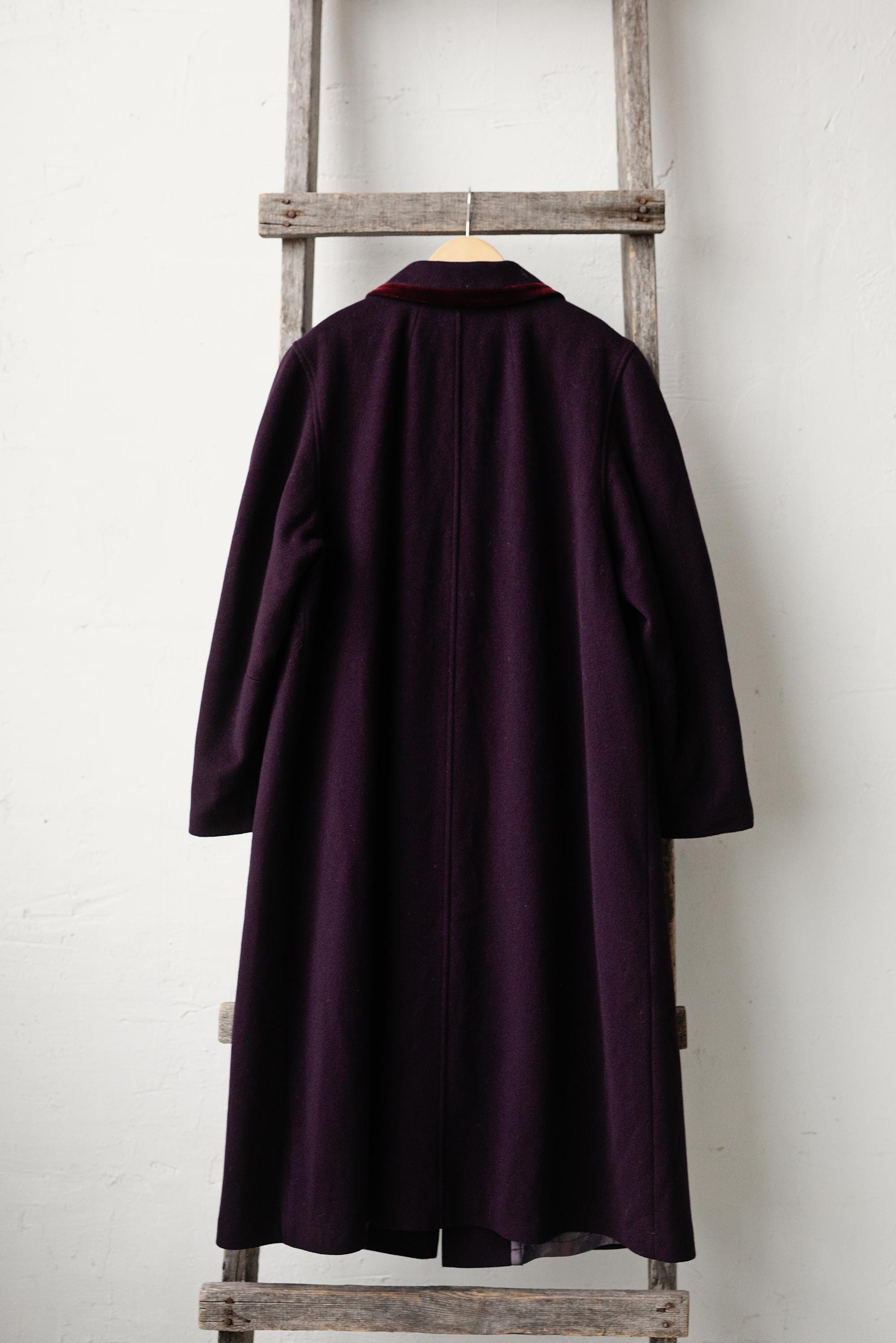 ヴィンテージウールカシミアコート、ダークパープル、サイズM - Etsy 日本