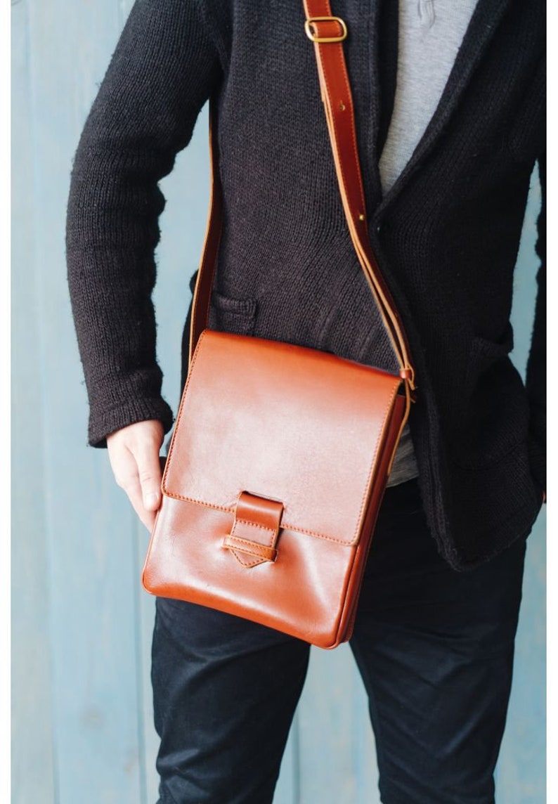 Esquire Men's Leather Messenger Bag Etsy