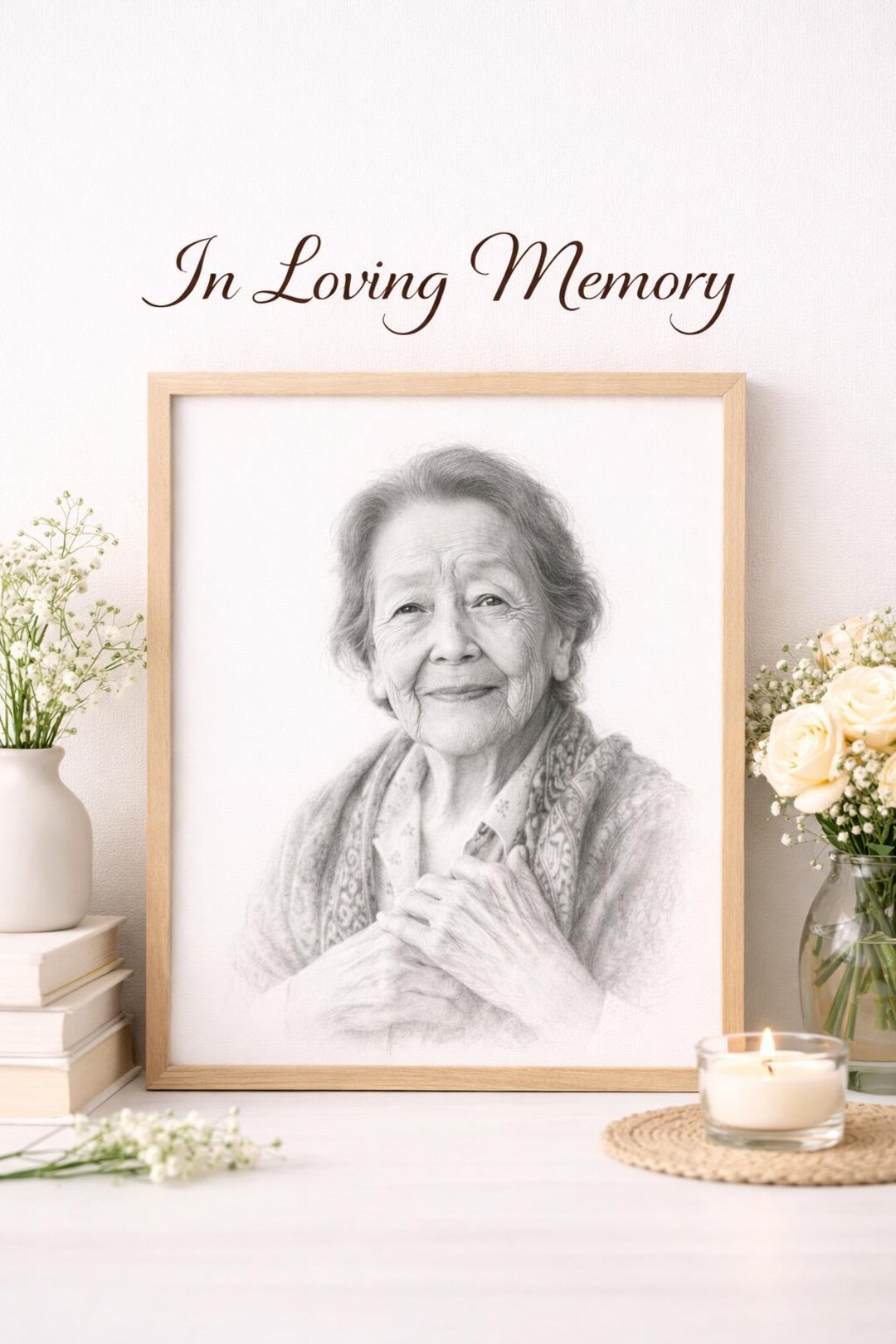 Memory Portrait From Photo, Custom Memorial Portrait, Personalized ...
