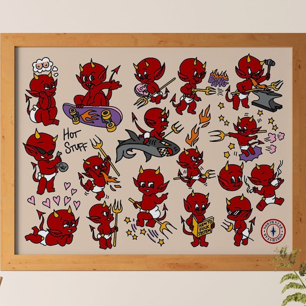 Hot Stuff Little Devil Tattoo Flash Print