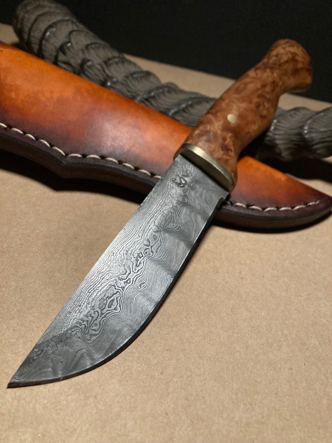 Scandinavian Damascus Knife Etsy