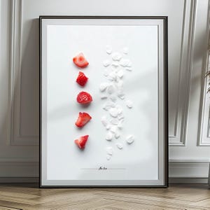 &quot;Strawberry and Petals&quot; poster. Kitchen poster printed on premium matte paper for framing. Delicious!