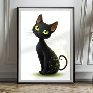 Afiche "Gato Mágico". Póster impreso en papel mate de primera calidad para enmarcar.