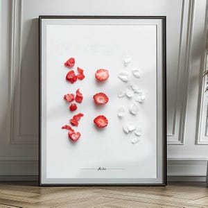 &quot;Strawberry Chips and Petals&quot; poster. Kitchen poster printed on premium matte paper for framing. Delicious!