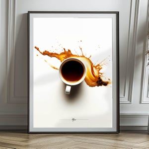 &quot;Spilled Coffee&quot; poster. Kitchen poster printed on premium matte paper for framing. Subtly gourmet!