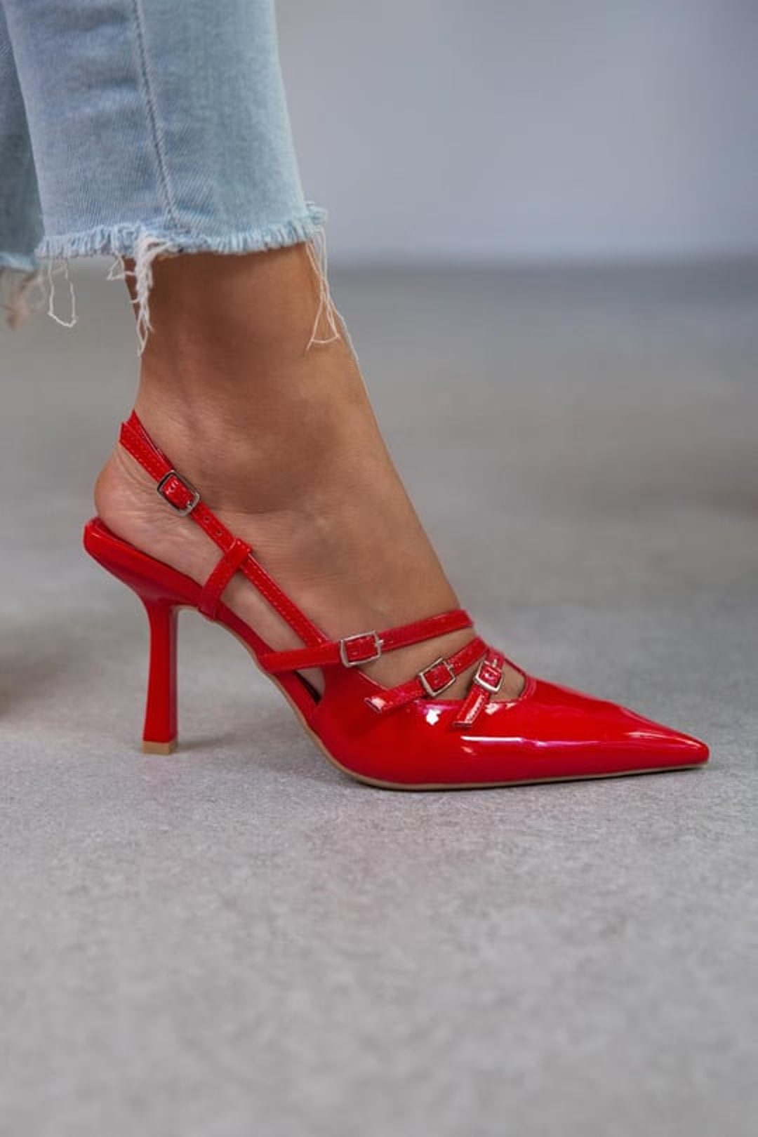 Red Patent Leather High Heels Shoes patent Leather pointed Toe Shoes slingback Closed Toe ankle Strap Heels stiletto evening Shoe fancy Etsy