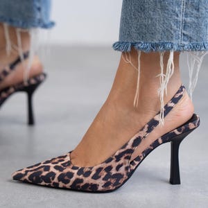 Leopard Fabric High Heels Sandals,Handmade Shoes,open toe sandal,ankle strap heels,herringbone pattern, evening sandals, April