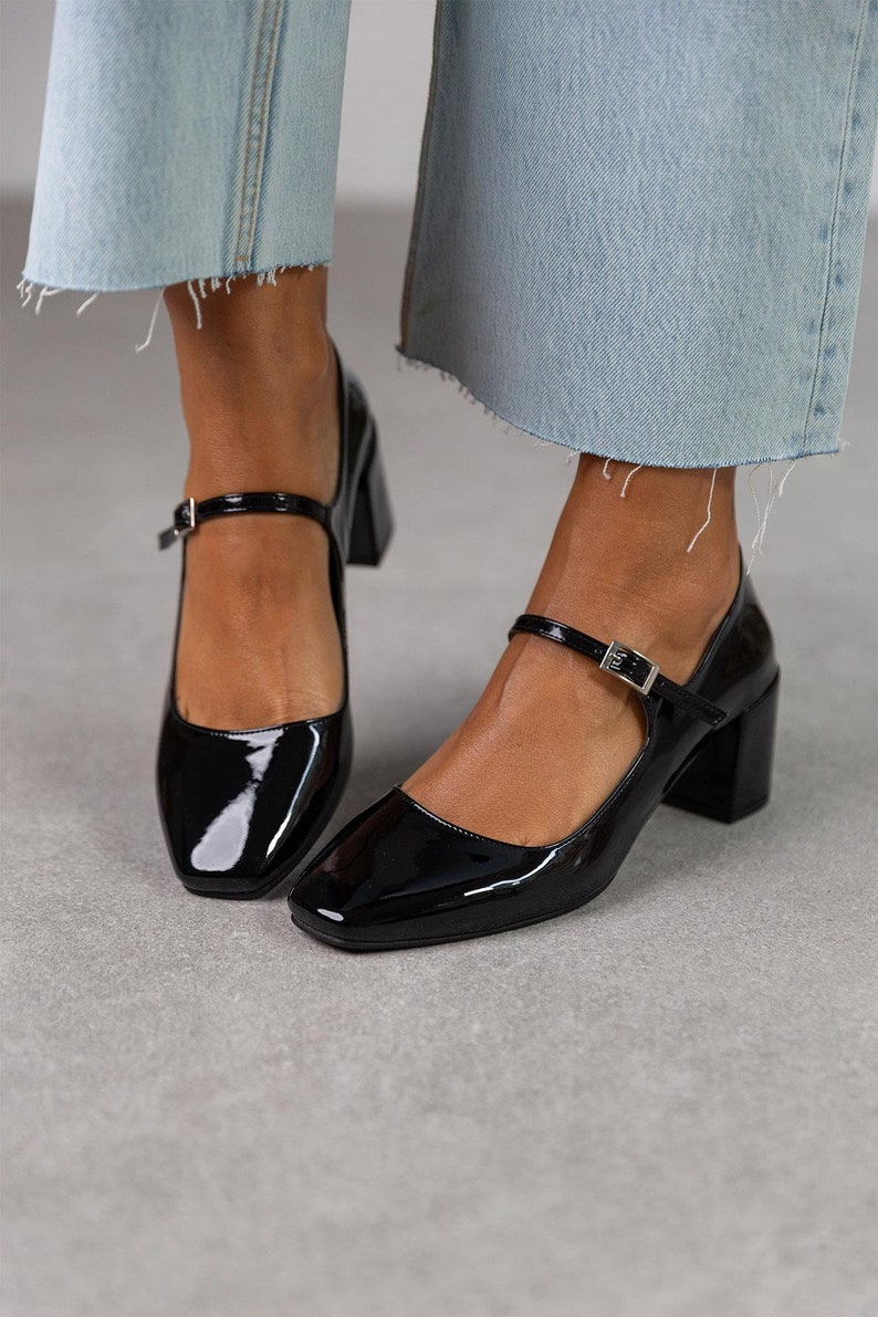 navy blue patent shoes