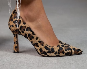 Leopard Fabric High Heels Sandals,Handmade Shoes,work pumps,ankle strap heels,stiletto,handmade stylish shoes, evening sandals, Anett