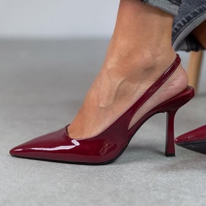 Bordeaux Patent Leather High Heels Sandals,Handmade Shoes,open toe sandal,ankle strap heels,herringbone pattern, evening sandals, April