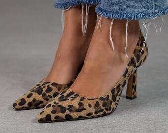 Escarpins Kenneth Cole - Taille 7.5 US - Cuir Léopard - Talons Hauts Aiguilles - Neuf Avec Boîte