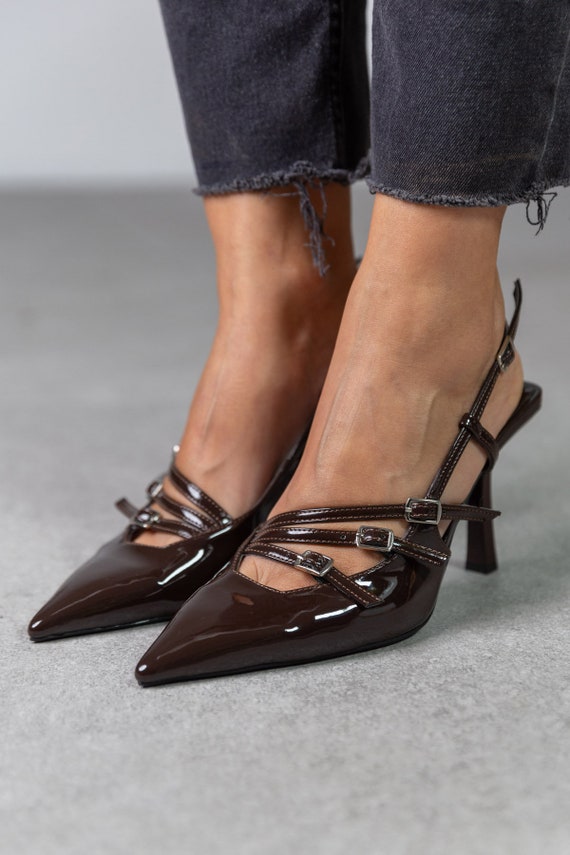 Leather high heels online
