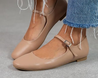 Skin Color Vegan Leather Woman Flat Shoes, Woman Loafer,Ballet Flats,Flat Shoes, Office Shoes,Casual loafers, flat heel, Lillie