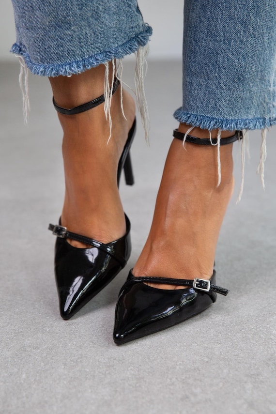 leather open toe heels