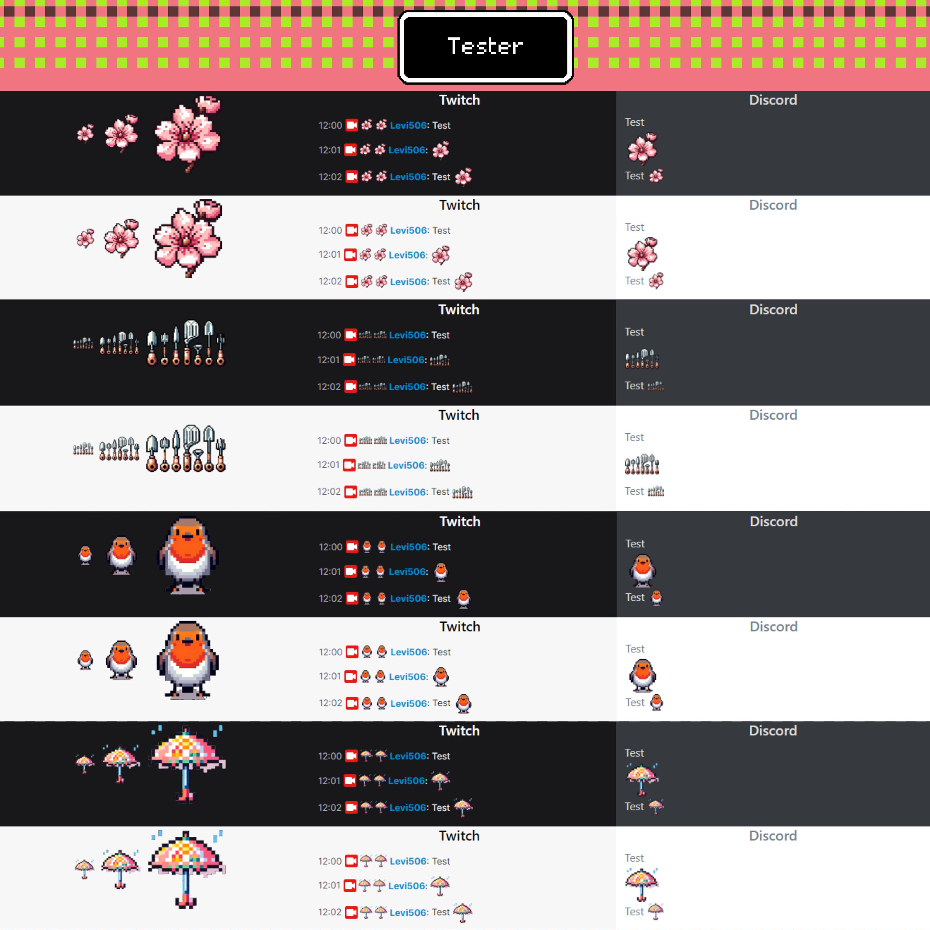 Spring Emotes Cute Spring Theme Set 2 Pixel Art Style Sub, Bid, Emotes Badge for ...